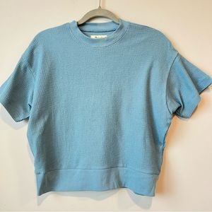 Madewell Waffle Mockneck Tee | Blue Ocean | Extra Small XS NWT | Cropped | NJ790